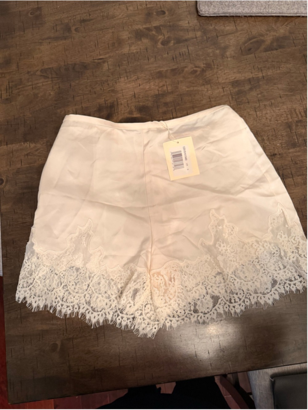 Women's Sorella Lace Trim Silk Shorts, Beige ivory and White - Picture 5 of 8
